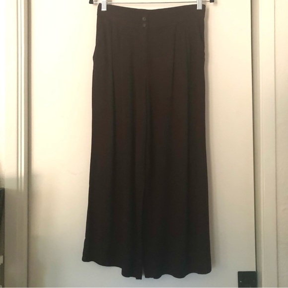 H&M Wide Leg Cropped Pants Size 6 Brown - Picture 5 of 9